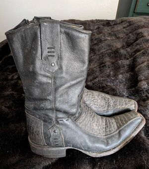 RUDEL THE NAVARRO BLACK FAUX SHARK COWBOY WESTERN BOOTS 7 EE